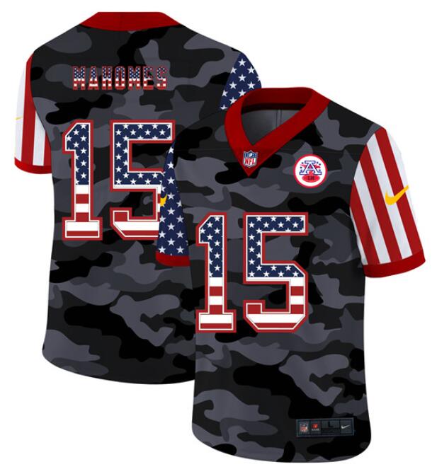 Men's Kansas City Chiefs ACTIVE PLAYER Custom Camo USA Flag Limited Stitched Jersey